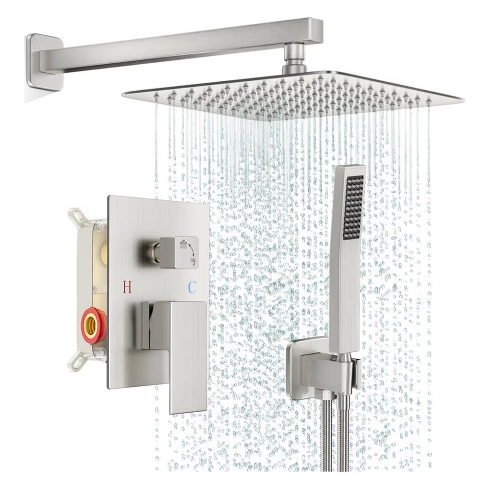 FPXRNG New Shower Faucet Set, Rainfall Shower System with Rain Shower B Nickel